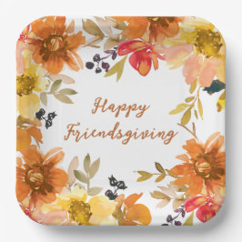 Modern Floral Friendsgiving  Papieren Bordje