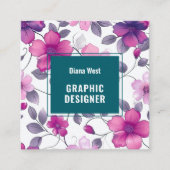 Modern Floral Fuchsia Groen Visitekaartje (Voorkant)