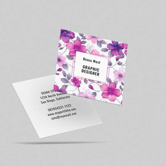 Modern Floral Fuchsia Roze Visitekaartje