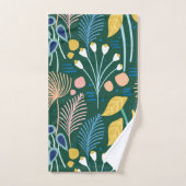 Modern Floral Garden Illustration Pattern in Green Bad Handdoek (Handdoek)