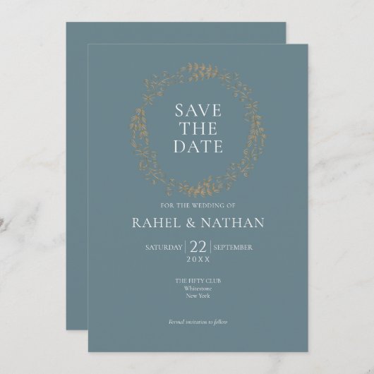 Modern Floral Garland | Datum opslaan Save The Date (Voorkant / Achterkant)