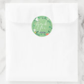 Modern Floral Garland Script Bedankt Ronde Sticker (Tas)