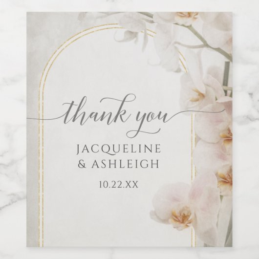 Modern Floral Geometric Gold Glitter Botanical Win Wijn Etiket (Enkel label)