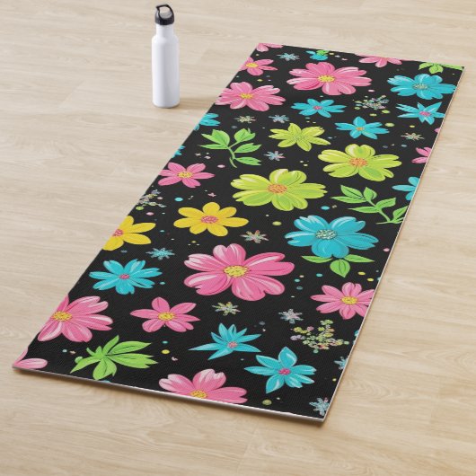 Modern floral geometric modern pattern colorful yogamat (In situ)