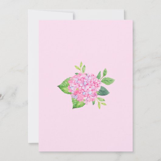 Modern Floral Geometric Pink Hydrangea Wedding Kaart (Achterkant)