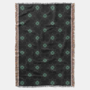 Modern Floral geometrisch patroon Blauwgroen en zw Deken