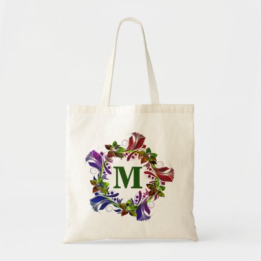 Modern Floral gepersonaliseerd monogram Tote Bag (Voorkant)