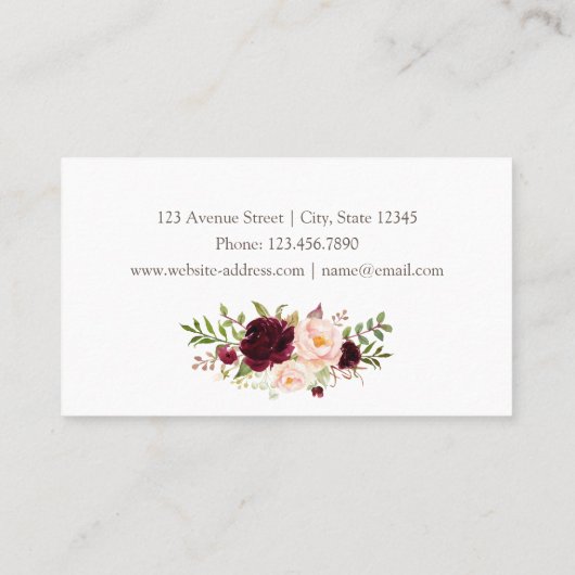 Modern Floral Gepersonaliseerd Visitekaartje (Achterkant)