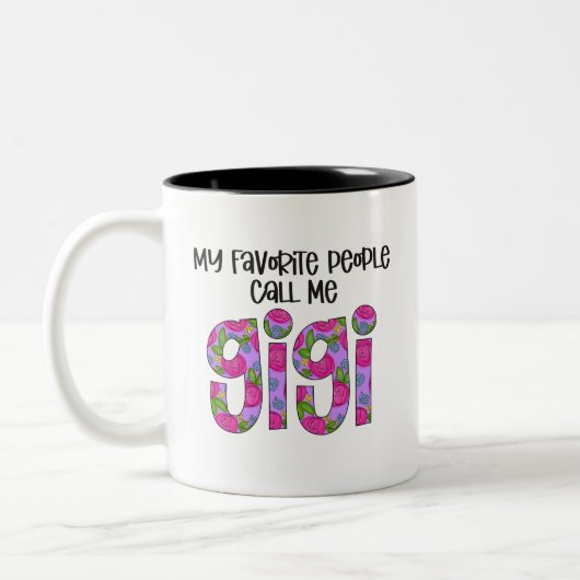 Modern Floral Gigi Gezegden Typografie Moederdag Tweekleurige Koffiemok (Links)