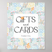 Modern Floral Girl Baby shower Cadeaus en Kaart Si Poster (Voorkant)