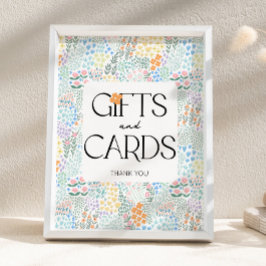 Modern Floral Girl Baby shower Cadeaus en Kaart Si Poster