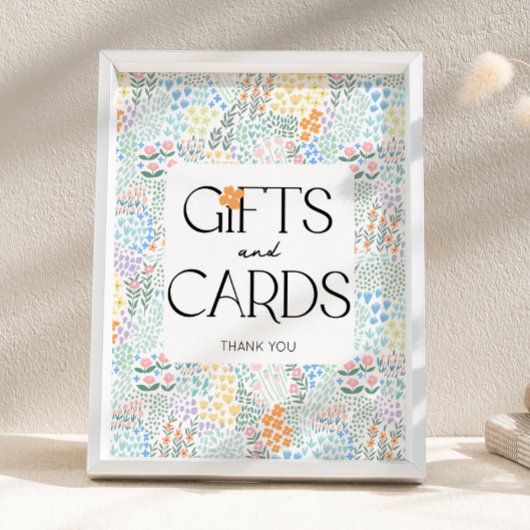 Modern Floral Girl Baby shower Cadeaus en Kaart Si Poster