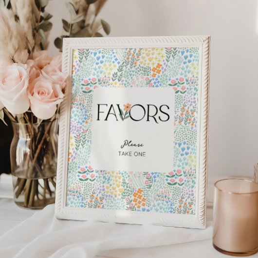 Modern Floral Girl Baby shower Favors Sign Poster