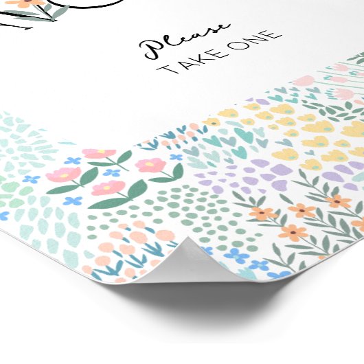 Modern Floral Girl Baby shower Favors Sign Poster (Hoek)