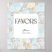 Modern Floral Girl Baby shower Favors Sign Poster (Voorkant)
