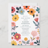 Modern Floral Girl Baby Shower Kaart (Voorkant)