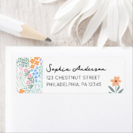 Modern Floral Girl Baby shower Retouradres Etiket