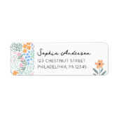 Modern Floral Girl Baby shower Retouradres Etiket (Voorkant)
