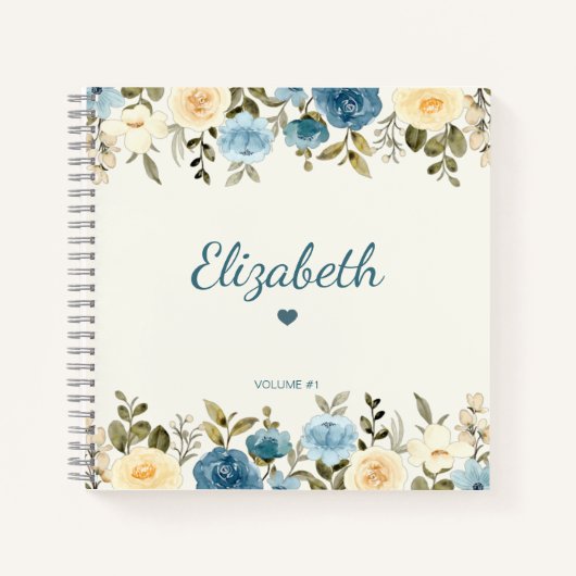 Modern Floral Girly Trendy Sketchbook , op maat ge Notitieboek (Voorkant)