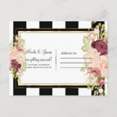 Modern Floral Glam Black White Save the Date Aankondigingskaart (Achterkant)