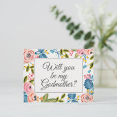 Modern Floral Godmoeder Voorstel Kaart (Staand voorkant)