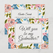 Modern Floral Godmoeder Voorstel Kaart (Voorkant / Achterkant)