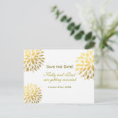 Modern Floral Gold Foil Elegant Wedding Briefkaart (Staand voorkant)