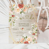 Modern Floral Gold geometrische Waterverf geblader Acryl Uitnodigingen