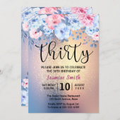 Modern Floral Gold Glitter 30e verjaardag Kaart (Voorkant / Achterkant)