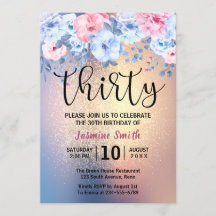 Modern Floral Gold Glitter 30e verjaardag