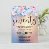 Modern Floral Gold Glitter 70e verjaardag Kaart (Staand voorkant)