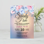 Modern Floral Gold Glitter 75th Birthday Kaart (Staand voorkant)