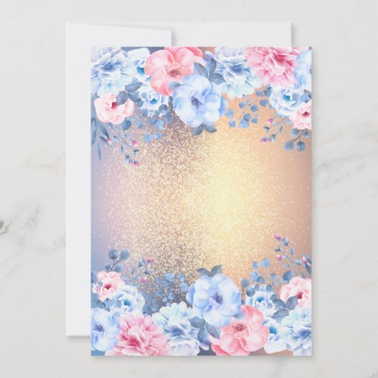 Modern Floral Gold Glitter 80e verjaardag Kaart (Achterkant)