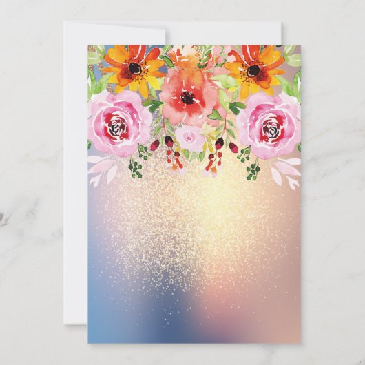 Modern Floral Gold Glitter 90e verjaardag Kaart (Achterkant)