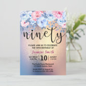 Modern Floral Gold Glitter 90th Birthday Kaart (Staand voorkant)