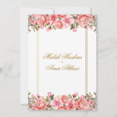 Modern Floral & Gold Lijst Islamitisch Moslim Brui Kaart (Achterkant)