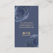Modern Floral Gold Monogram Logo Elegant Navy Blue Visitekaartje (Achterkant)