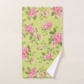 Modern Floral Green Roos Bad Handdoek (Handdoek)
