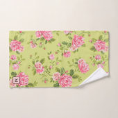 Modern Floral Green Roos Bad Handdoek (Handdoek)