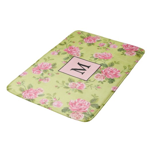 Modern Floral Green Roos Badmat (Gekanteld)