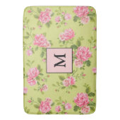 Modern Floral Green Roos Badmat (Voorkant Verticaal)