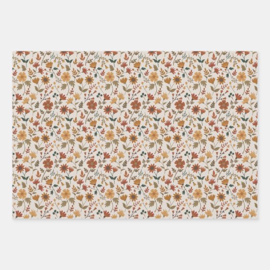 Modern Floral Greenery Girly Gold Rust Inpakpapier Vel (Voorkant 3)