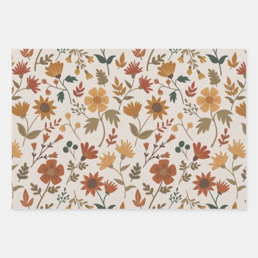 Modern Floral Greenery Girly Gold Rust Inpakpapier Vel (Voorkant 2)