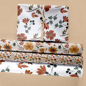 Modern Floral Greenery Girly Gold Rust Inpakpapier Vel
