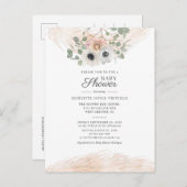 Modern Floral Greenery Pampas Grass Baby shower Uitnodiging Briefkaart (Voorkant / Achterkant)