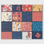 Modern Floral Grid Patchwork patroon Cadeaupapier (Vlak)