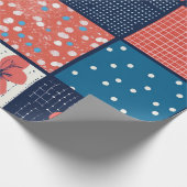 Modern Floral Grid Patchwork patroon Cadeaupapier (Hoek)