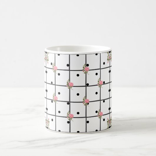 Modern Floral Grid Roos Design Koffiemok (Center)