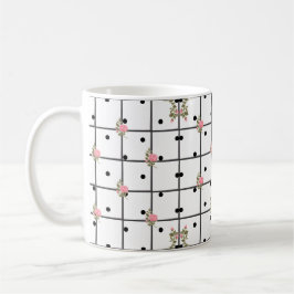 Modern Floral Grid Roos Design Koffiemok