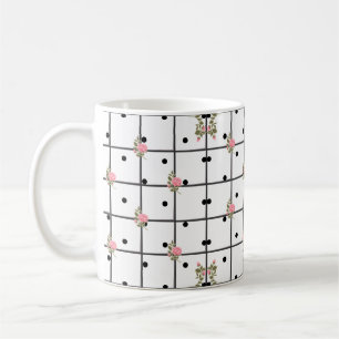 Modern Floral Grid Roos Design Koffiemok